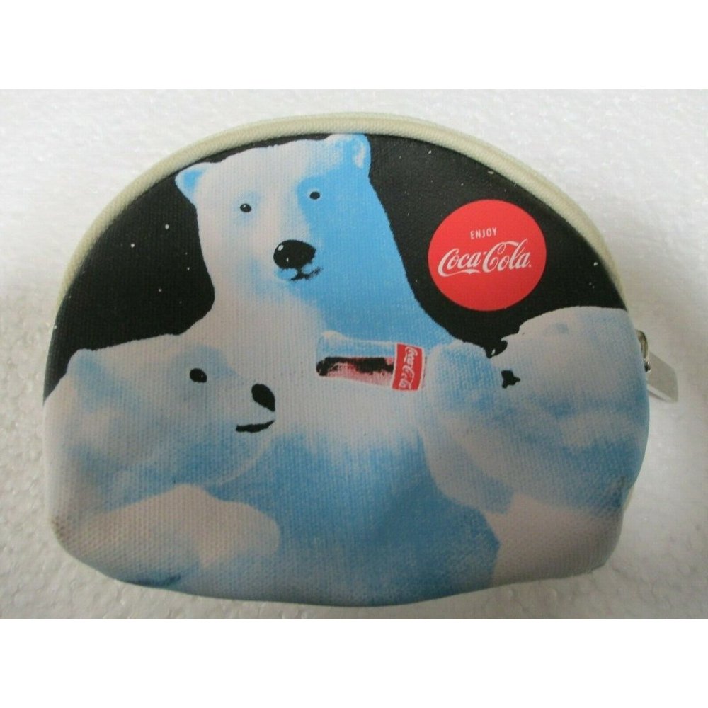 Coca-Cola Enjoy Coca Cola Polar Bear Zipper Small Cosmetic Bag Coin Purse